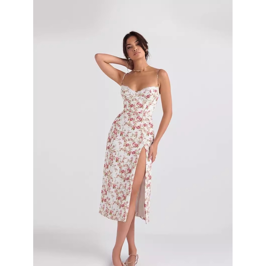 Dresses - Vestido Halter Asimétrico con Estampado de