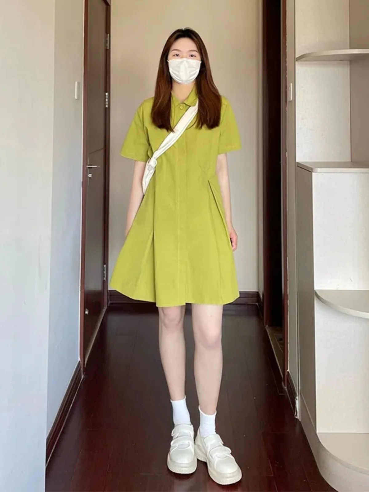 Korean Style A Line Shirt Dress - Vestido de talla grande con cuello
