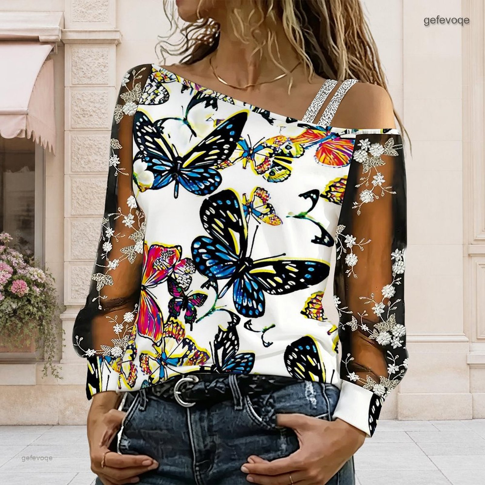 Blouses - Blusa de Mujer con Hombros Descubiertos,