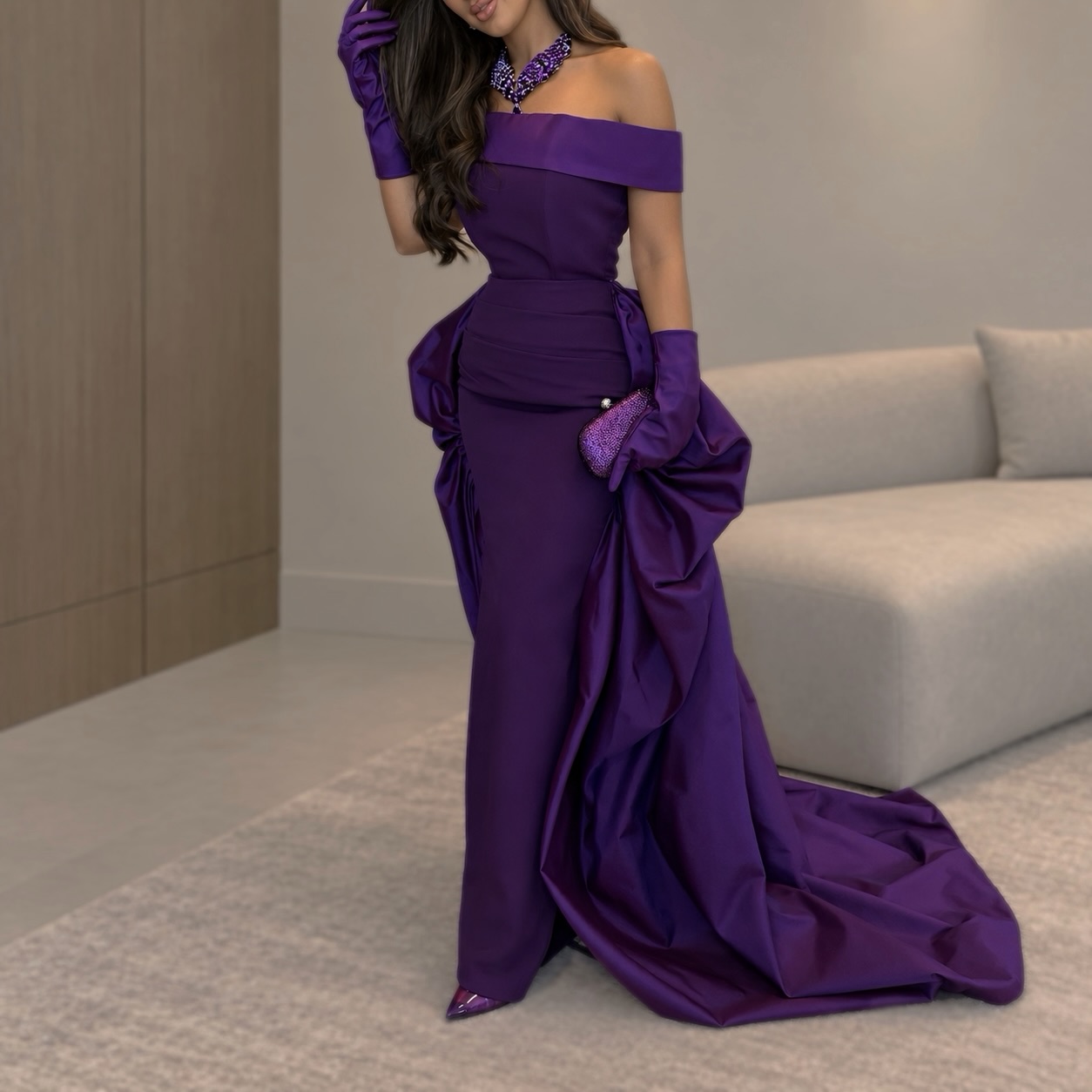 Elegant Satin Evening Gown Split - Vestidos de noche de satén personalizados