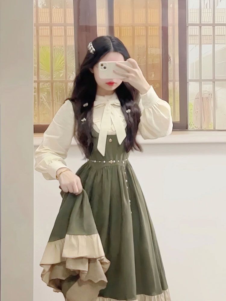 Korean Style A Line Shirt Dress - 2025 japoneses nuevos coreanos Kawaii Preppy