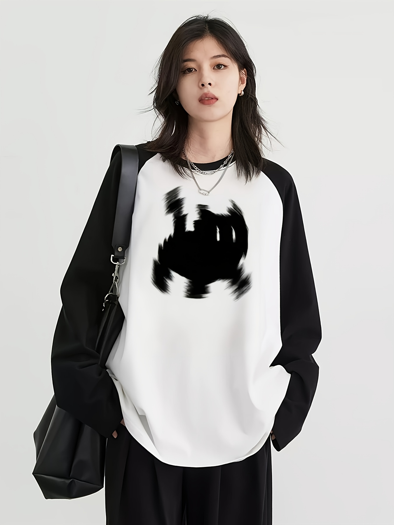 Blouses - Camiseta de Manga Larga Raglán Y2K