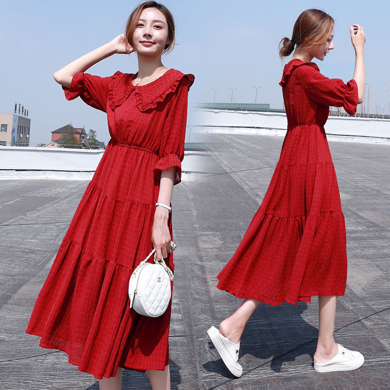 Vestido Midi holgado de chifón - French Vintage Floral Midi Dress reseña y precio