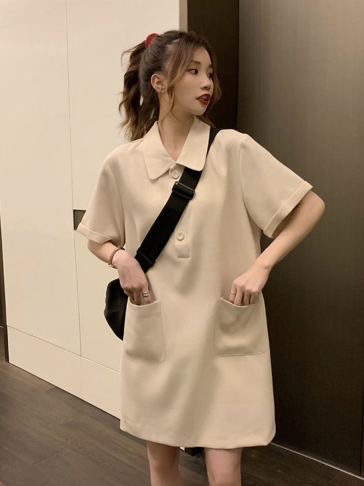 Vestido de talla grande con cu - Korean Style A Line Shirt Dress reseña y precio