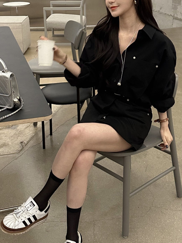 Vestido Camisero Blanco para M - Korean Style A Line Shirt Dress reseña y precio