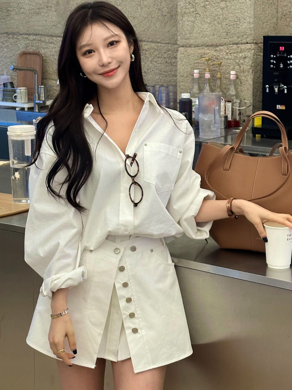 Vestido Camisero Blanco para M - Korean Style A Line Shirt Dress reseña y precio