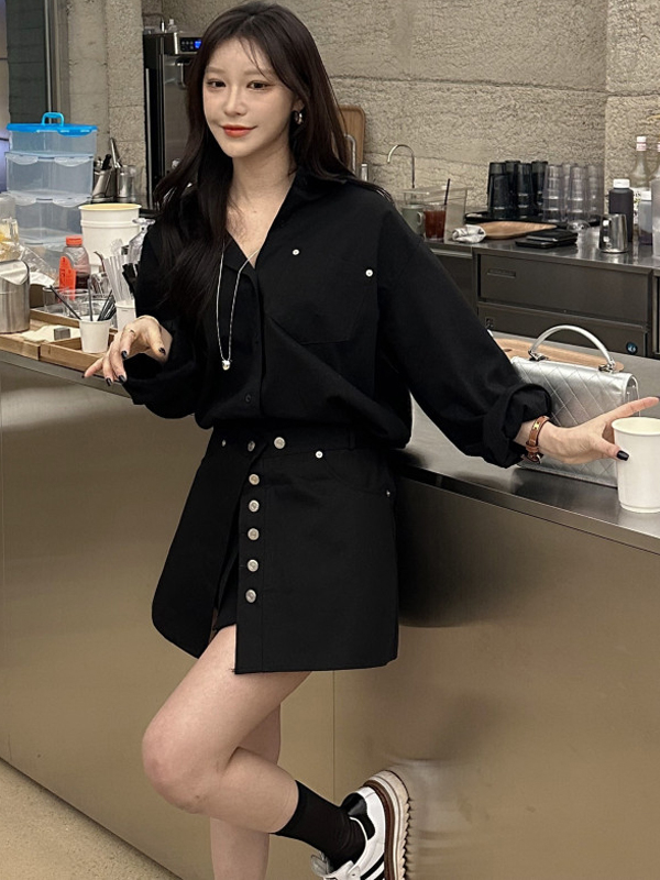 Vestido Camisero Blanco para M - Korean Style A Line Shirt Dress reseña y precio
