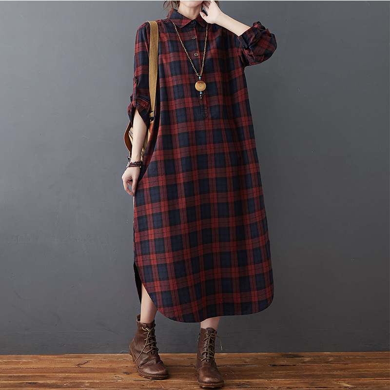 Vestido de Lino y Algodón para - Casual Loose Linen Shirt Dress reseña y precio