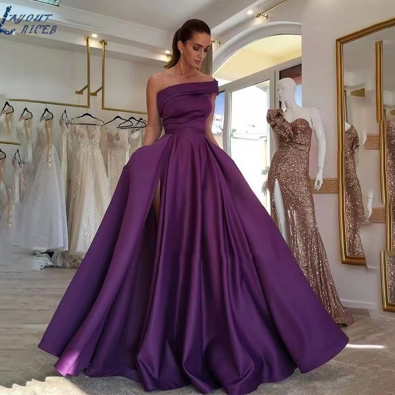 Elegante vestido de noche de s - Elegant Satin Evening Gown Split reseña y precio