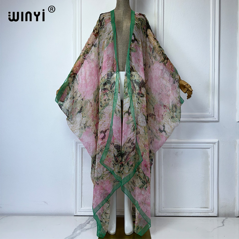 WINYI maxi kimono perspectiva  - Boho Summer Beach Maxi Dress reseña y precio