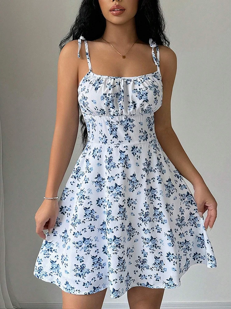 Vestido corto de playa con tir - French Vintage Floral Midi Dress reseña y precio