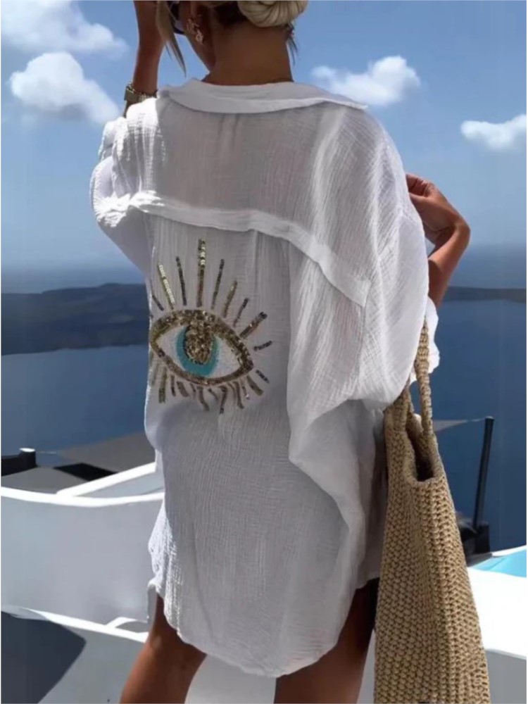 Vestido camisero informal de l - Casual Loose Linen Shirt Dress reseña y precio