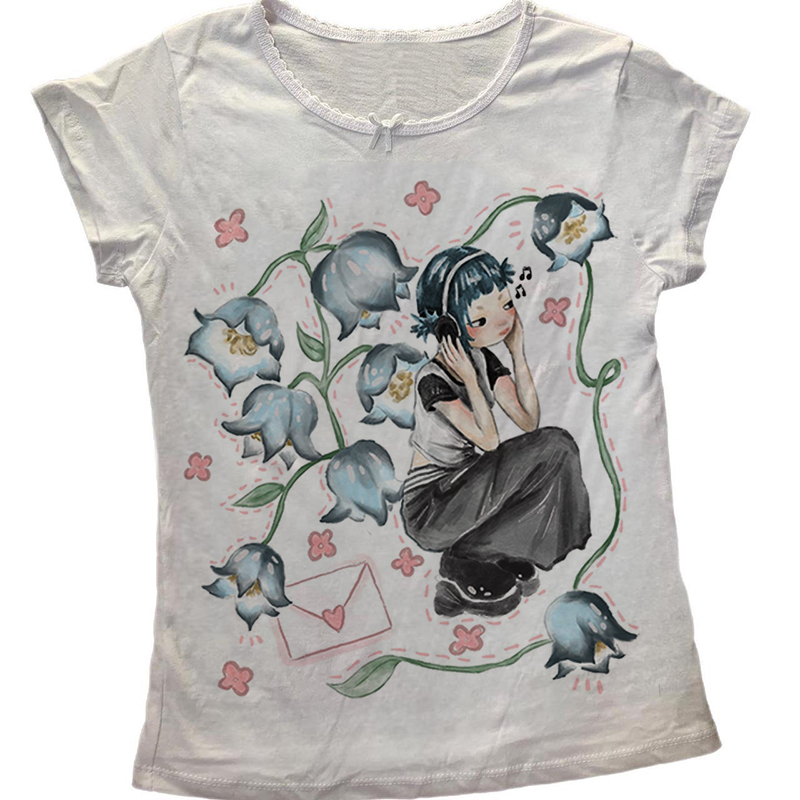 Ropa Popular coreana Y2K para  - Y2K Graphic Baby Tee Crop reseña y precio