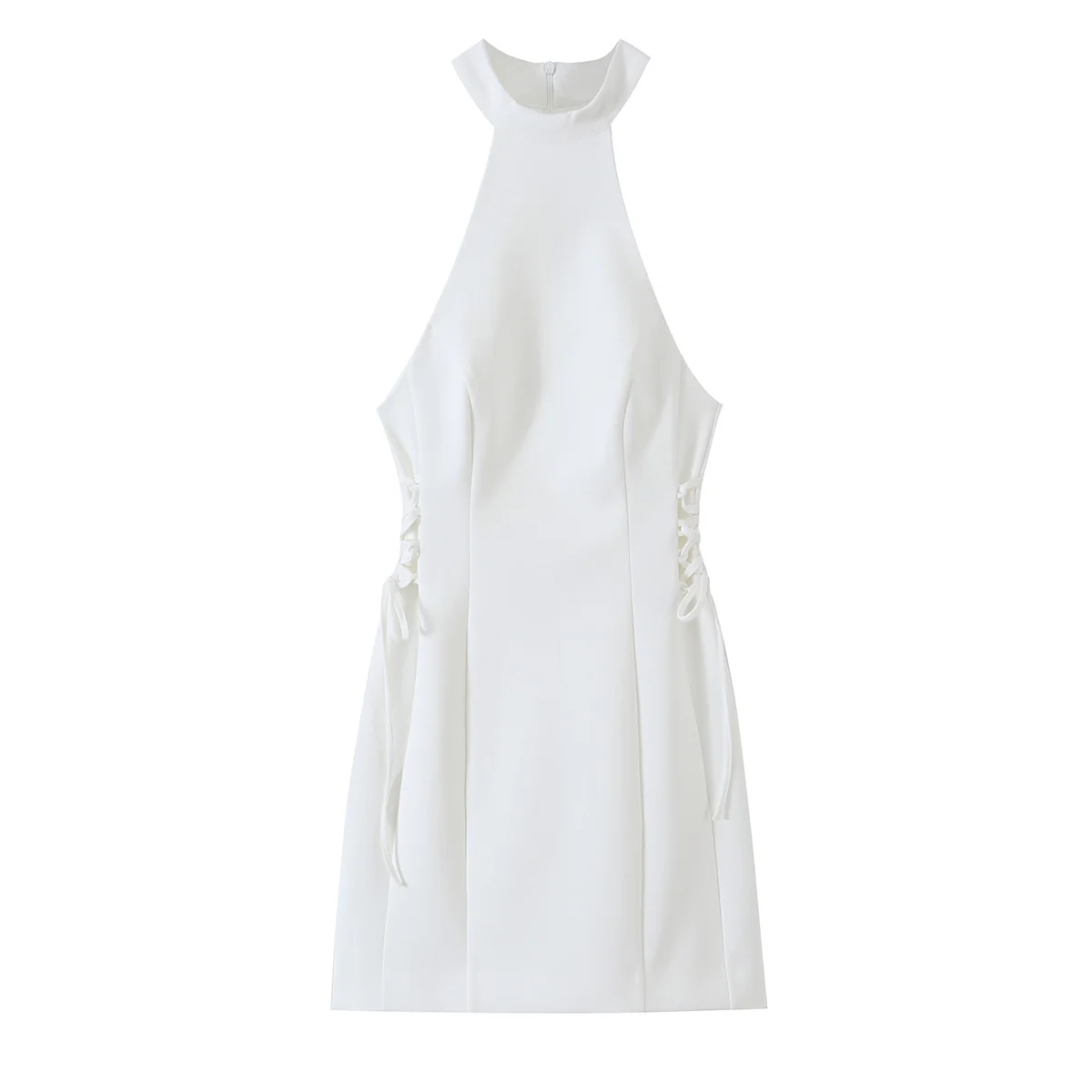 Vestido corto blanco de cuello - Y2K Backless Halter Mini Dress reseña y precio