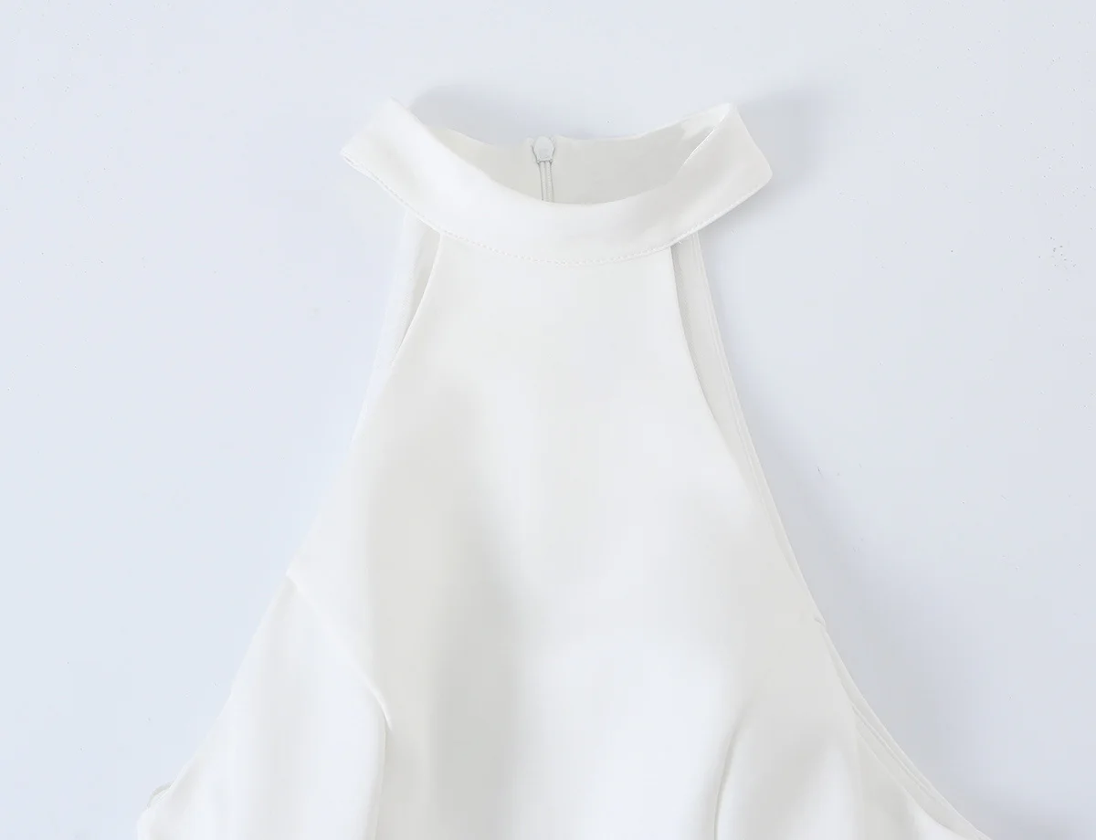 Vestido corto blanco de cuello - Y2K Backless Halter Mini Dress reseña y precio