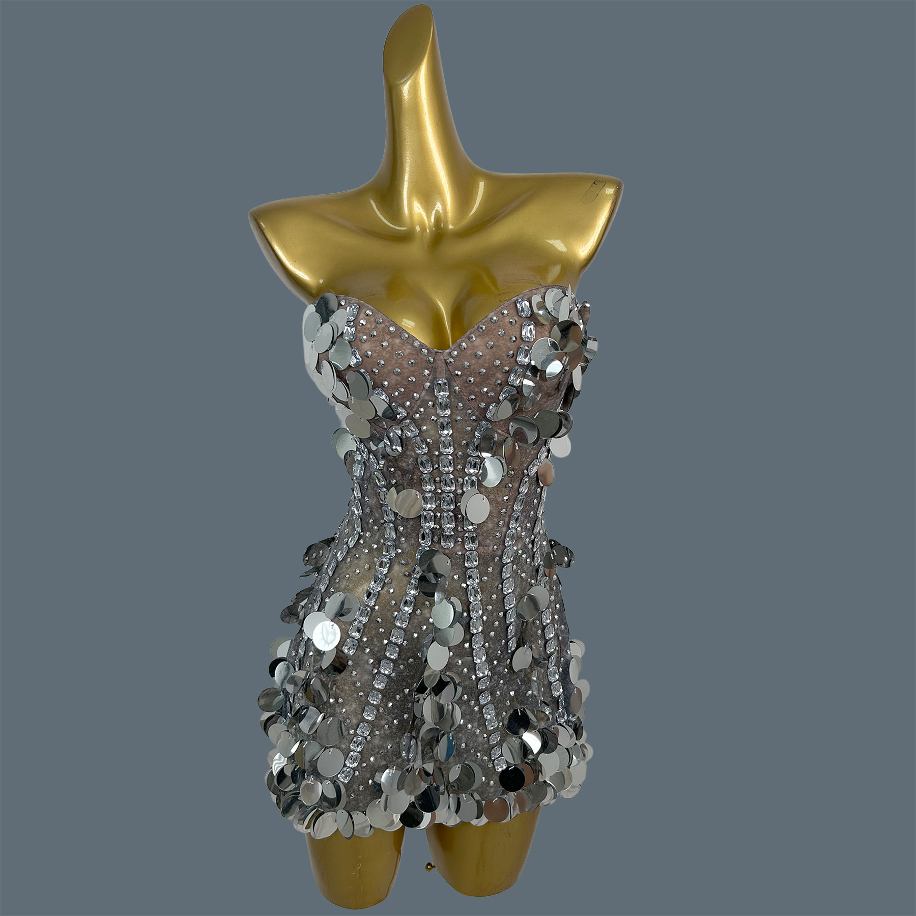 Vestido Mini Sin Tirantes con  - Sparkly Rhinestone Club Party Dress reseña y precio