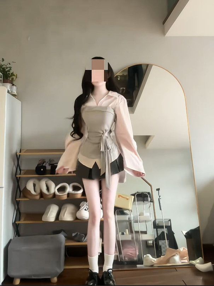 Conjunto de camisa y falda est - Korean Style A Line Shirt Dress reseña y precio