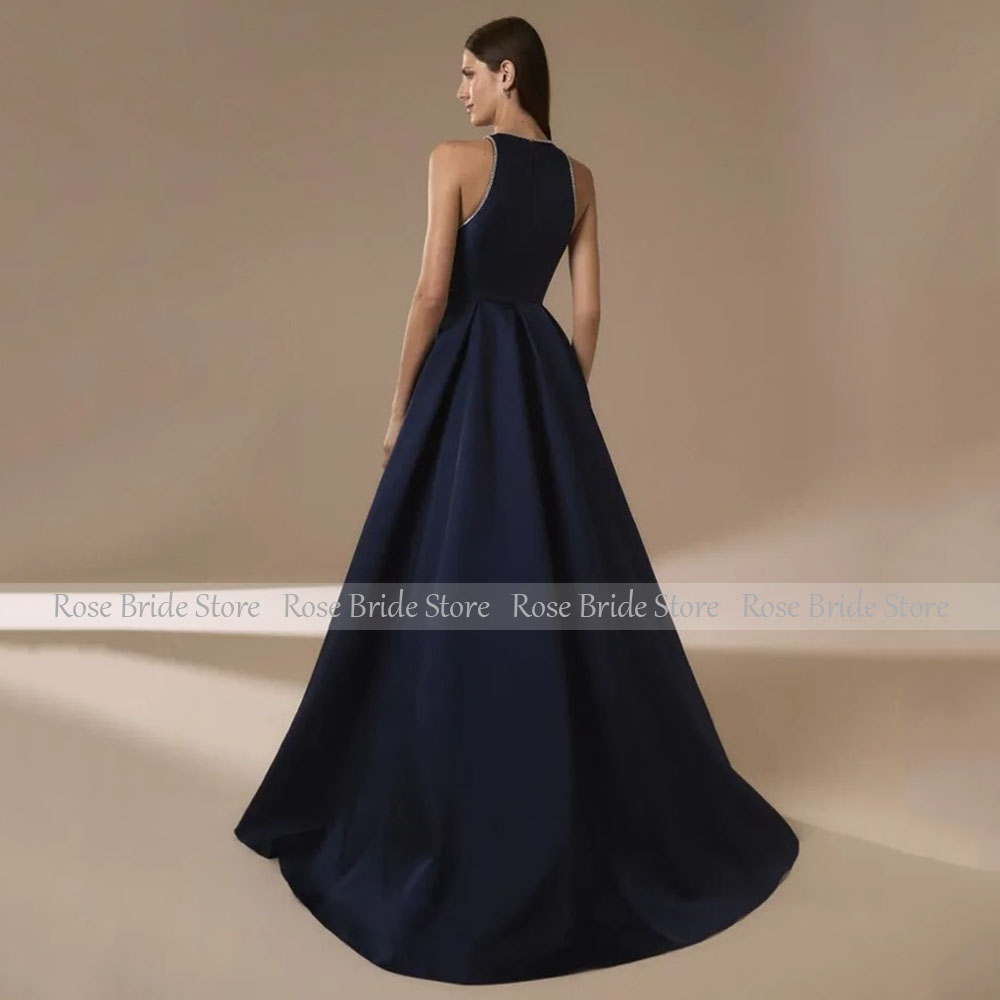 Vestidos de Noche de satén azu - Elegant Satin Evening Gown Split reseña y precio