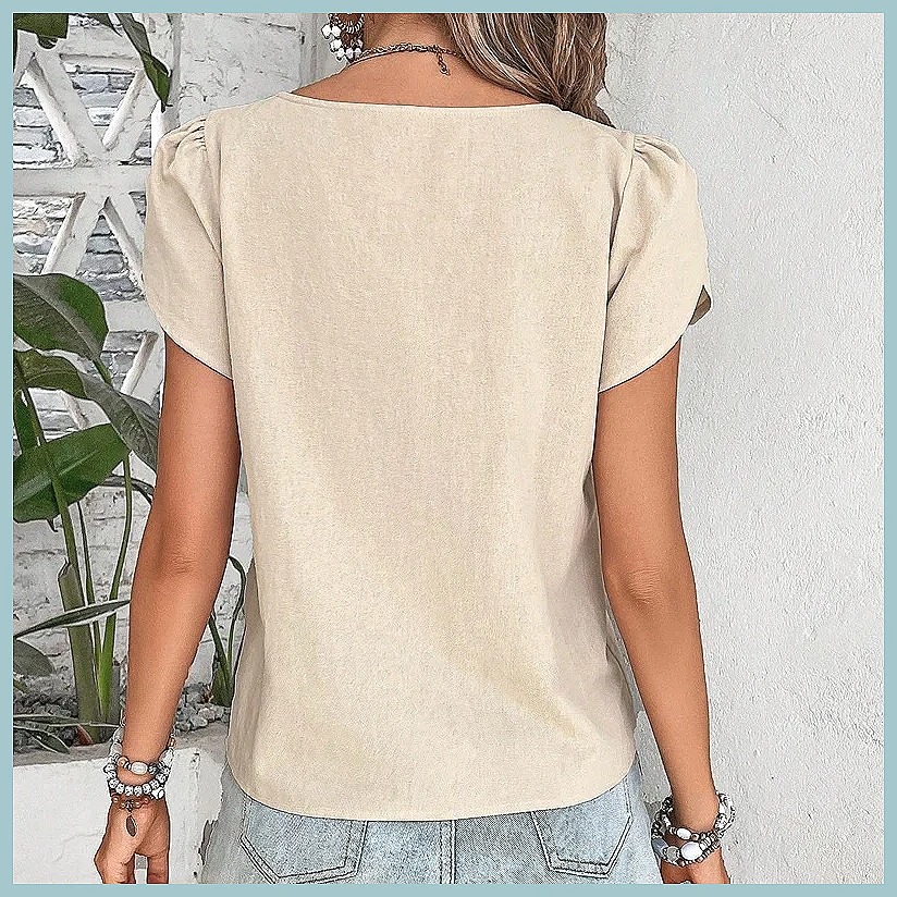 Blusa de Color Sólido Vintage  - Blouses reseña y precio