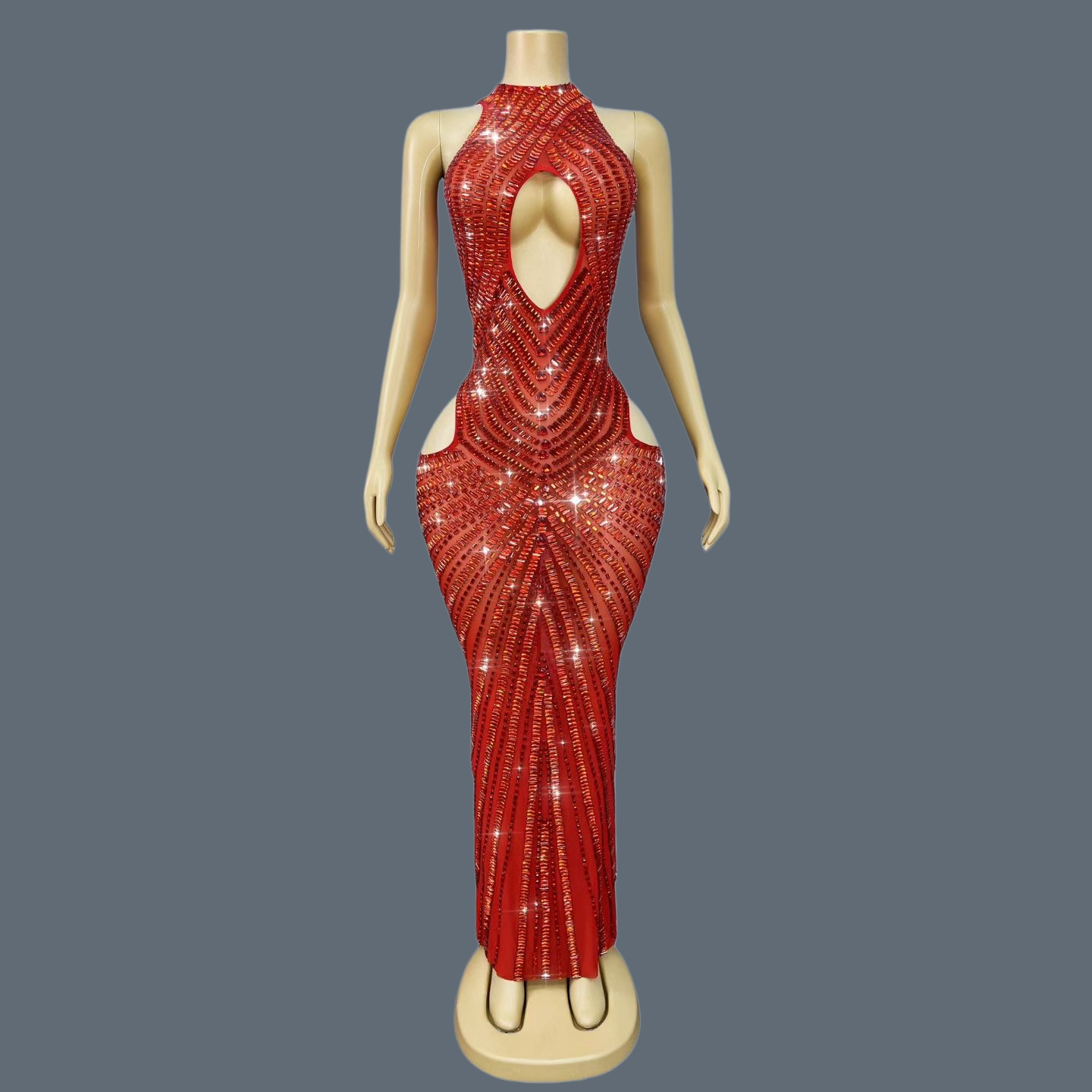 Vestido de sirena de lujo rojo - Sparkly Rhinestone Club Party Dress reseña y precio
