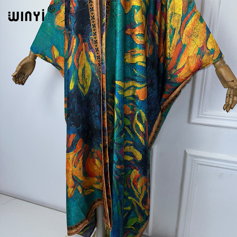 WINYI-abrigo abierto con estam - Boho Summer Beach Maxi Dress reseña y precio