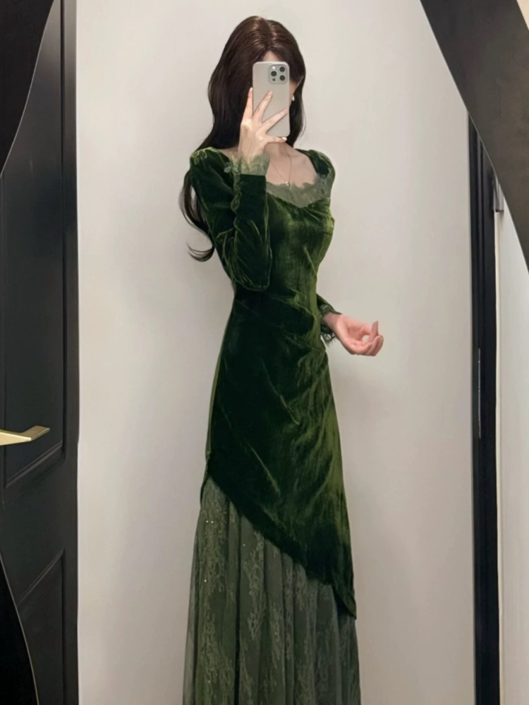 Vestido de terciopelo elegante - French Vintage Floral Midi Dress reseña y precio